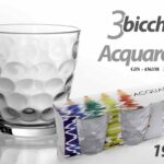 SET 3 BICCHIERE DA TAVOLA ACQUA VINO ROSSO BIANCO VETRO ACQUARELLO 199 ML
