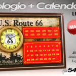 QUADRO OROLOGIO CALENDARIO PARETE US AMERICA ROUTE 66 MAGNETICO LEGNO 54*40 CM