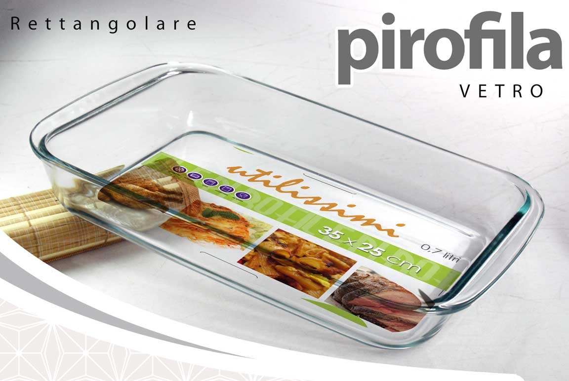 8025569448881 PIROFILA VETRO RETTANGOLARE TEGLIA FORNO ALTA ANTIADERENTE Lasagnera 30*18*5 cm - immagine 1