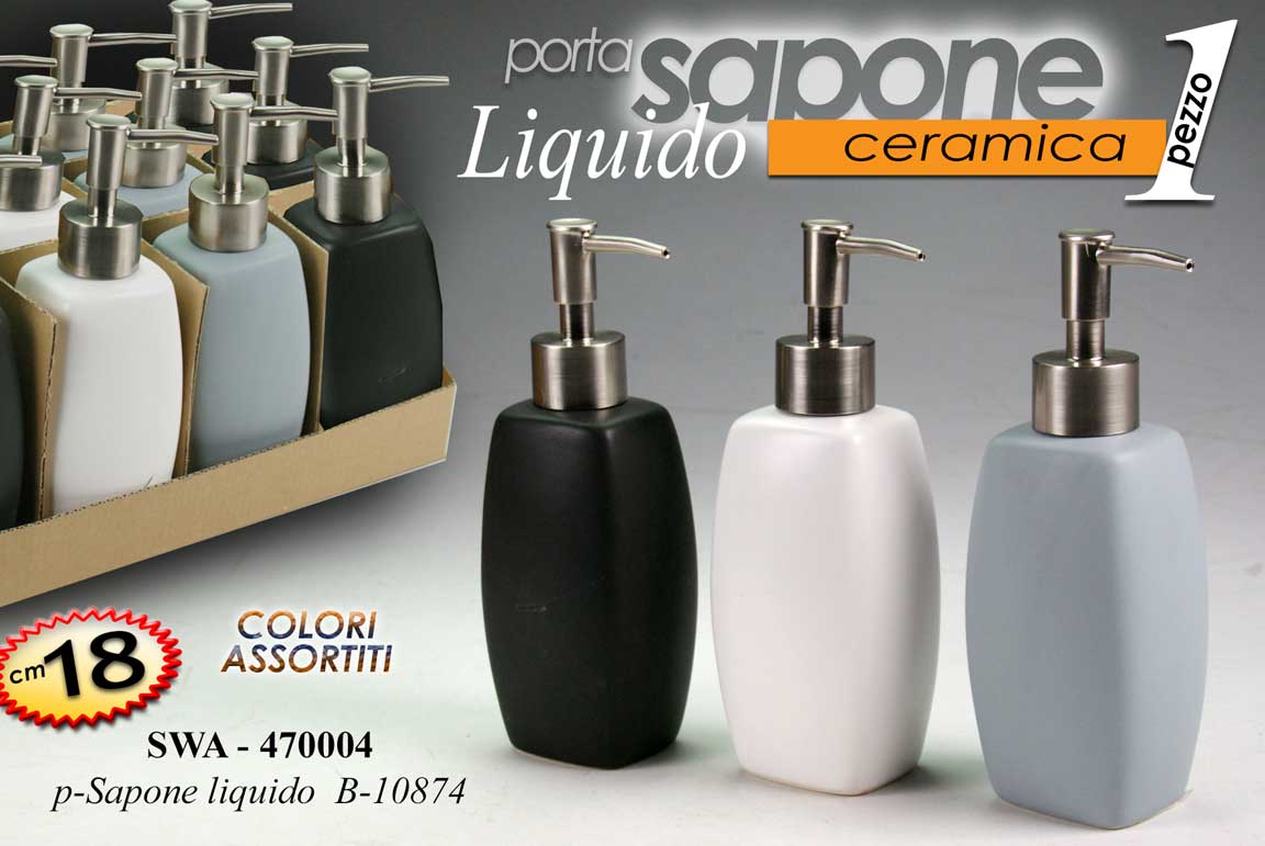 8025569470004 Porta sapone liquido Dosatore bagno moderno ceramica dispenser elegante as 18 cm - immagine 1