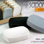 Porta sapone solido bagno cucina ceramica opaca bianco nero grigio ass 12 cm