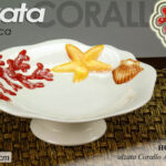 Alzata buffet corallo mare ceramica centrotavola cucina stella marina 26x9 cm