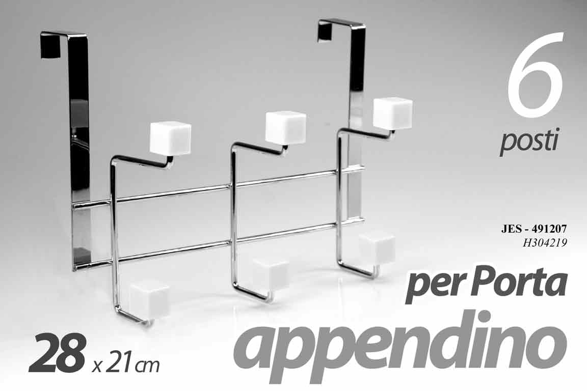 8025569491207 Appendi abiti porta Appendino 6 ganci salvaspazio senza fori metallo 28*21 cm - immagine 1