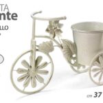VASO BICICLETTA PORTA PIANTA PIANTE FIORI METALLO ANTICATO FOGLIE BICI 37*25*15