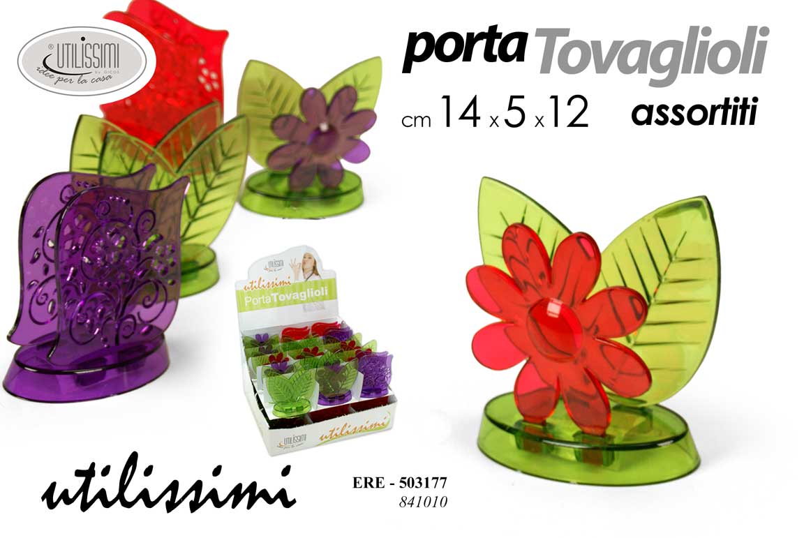 8025569503177 Porta tovaglioli portatovaglioli fiore moderno organizer tavola feste plast 14cm - immagine 1