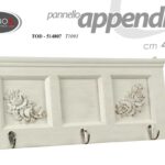 APPENDINO APPENDIABITI DA PARETE ROSE ROSA 3 GANCI MURO LEGNO BIANCO 43*19 cm