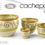 4 VASI CACHEPOT VASO PORTA PIANTA CERAMICA MODERNO CLASSICO VERDE 30/23/17/12cm