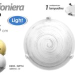 PLAFONIERA APPLIQUE TONDA DA PARETE LAMPADARIO 1 LUCE COLOR BIANCO AMBRA Ø 25 cm