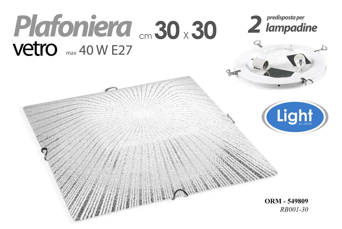 8025569549809 PLAFONIERA APPLIQUE QUADRATO DA PARETE STIL CRISTALLO 2 LUCI LAMPADARIO 30*30 cm - immagine 1