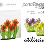 Porta tovaglioli portatovaglioli fiori moderno organizer tavola feste plast 14cm
