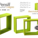 Set 3 Mensole Moduli Parete Mensola Quadrata Cubo Pensile BIANCO VERDE ARANCIONE