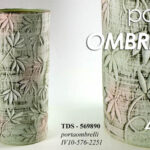 PORTA OMBRELLI  50CM CERAMICA STILE ARTISTICO DECO FIORI FOGLIE TONDO STUDIO
