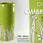 PORTA OMBRELLI  50CM CERAMICA STILE ARTISTICO FIORI TONDO STUDIO COLORE VERDE