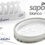 Portasapone bagno solido plastica bianco ovale trasparente elegante 13x9x3 cm
