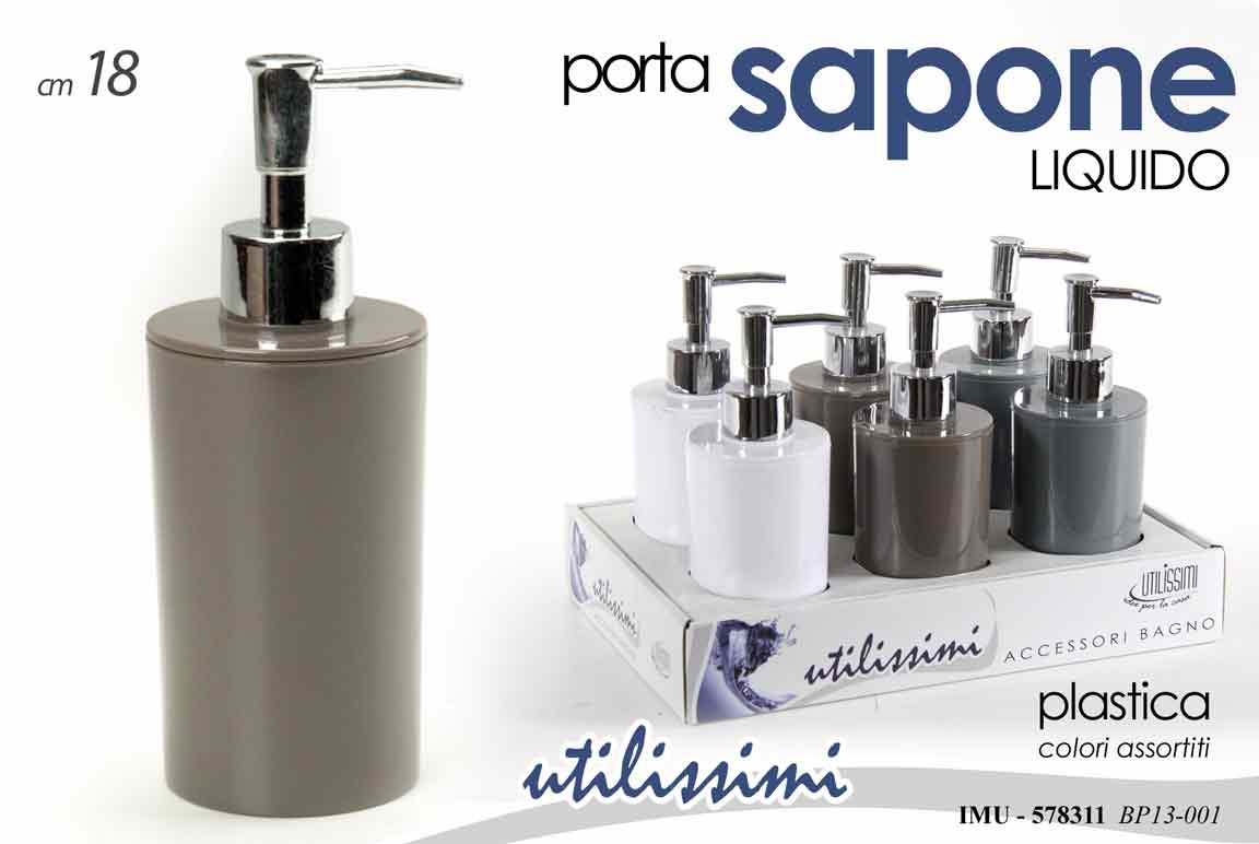 8025569578311 Portasapone liquido bagno moderno plastica tondo erogatore Dosatore ass 18 cm - immagine 1