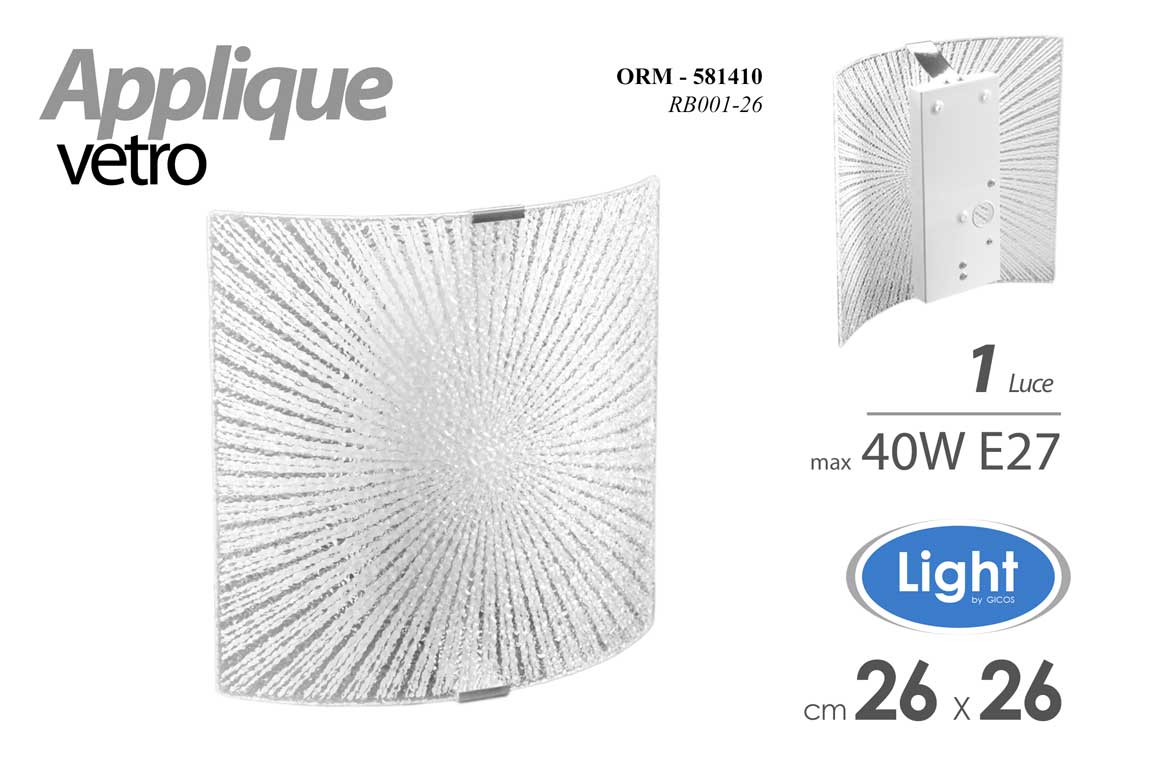 8025569581410 PLAFONIERA APPLIQUE QUADRATA DA PARETE SATINATA LAMPADARIO 1 LUCE 40W 26*26 cm - immagine 1