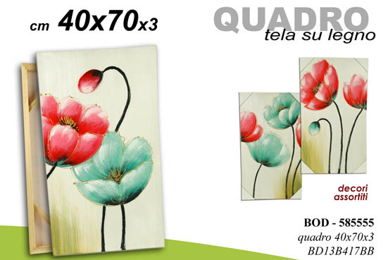 8025569585555 QUADRO STAMPA SU TELA Canvas LEGNO FIORI COLORATI VIVACI MODERNO ASSORT 40*70 cm - immagine 1