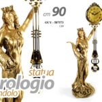 OROLOGIO A PENDOLO STATUA DEA BENDATA RESINA Stil Barocco Vintage COLOR ORO 90CM