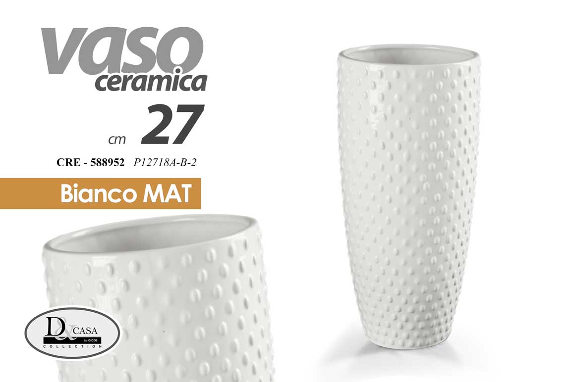 8025569588952 VASO CERAMICA FIORI ELEGANTE CENTROTAVOLA EVENTI CLASSICO MODERNO MATT 27 CM - immagine 1