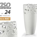 VASO FIORI CERAMICA BIANCO MATT DESIGN CLASSICO MODERNO VINTAGE TRAFORATO 24 CM