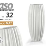 VASO ALTO PORTA FIORI CERAMICA ORGANZA DECORATO EVENTI BIANCO MATT 32 cm