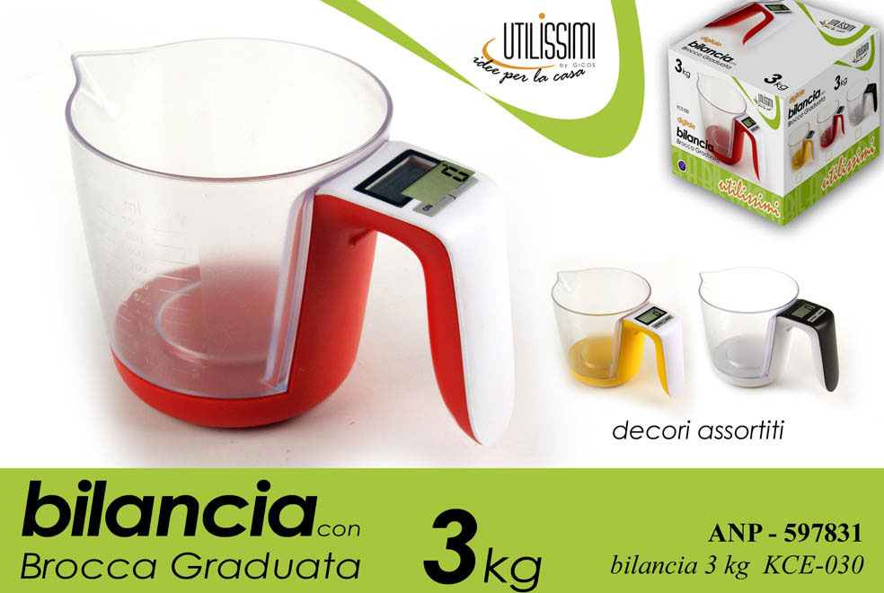 8025569597831 Bilancia brocca graduata digitale pasticceria precisione 1g liquidi ass 3 kg - immagine 1