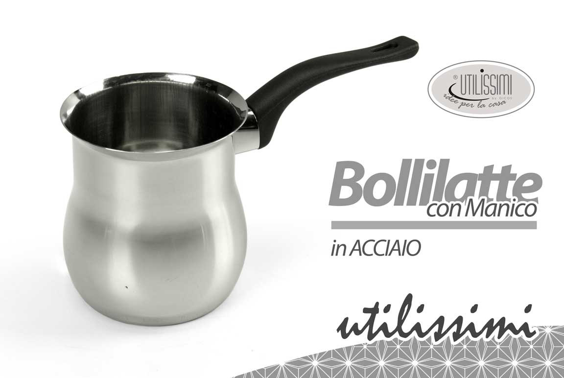 8025569598517 BOLLILATTE PENTOLINO ACCIAIO INOX MANICO ANTISCOTTATURA CUCINA MODERNA 1000 ML - immagine 1