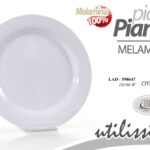 Piatto piano tondo casa giardino barca campeggio mare bianco melamina 25 cm