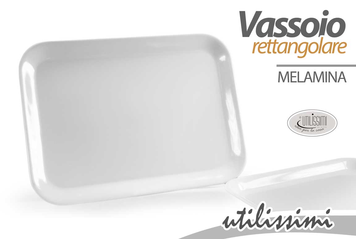 8025569598876 Vassoio portata buffet antipasti pasticceria feste melamina bianco robusto 40*29 - immagine 1