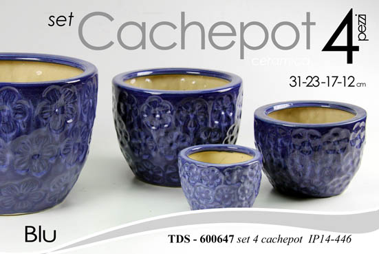 8025569600647 4 VASI CACHEPOT VASO PORTA PIANTA CERAMICA MODERNO CLASSICO FIORI BL 31/23/17/12 - immagine 1