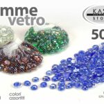 GEMME VETRO PIETRE DECORATIVE VASO PIANTE FIORI COLORI ASSORTITI RETE 500gr