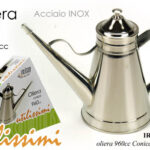 BOTTIGLIA OLIO OLIERA MANICO DISPENSER CONTENITORE ACCIAIO INOX TONDA 960 ML