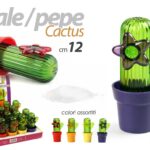 CONTENITORE BARATTOLO PORTA SPEZIE SALE AROMI PEPE NERO CACTUS COLOR ASS 12CM