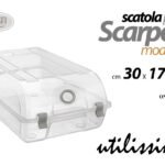 CONTENITORE PORTA SCARPE MODULARE PLASTICA TRASPARENTE PRATICO 30*17*10