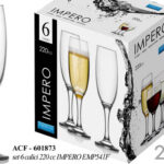 6 CALICE FLUTE Spumante Champagne CALICI BICCHIERI FESTE PARTY IMPERO 220 ML