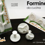 SET 3 FORMINE ESPULSIONE TAGLIABISCOTTI STAMPI CAKE DESIGN PASTA DI ZUCCHERO ASS
