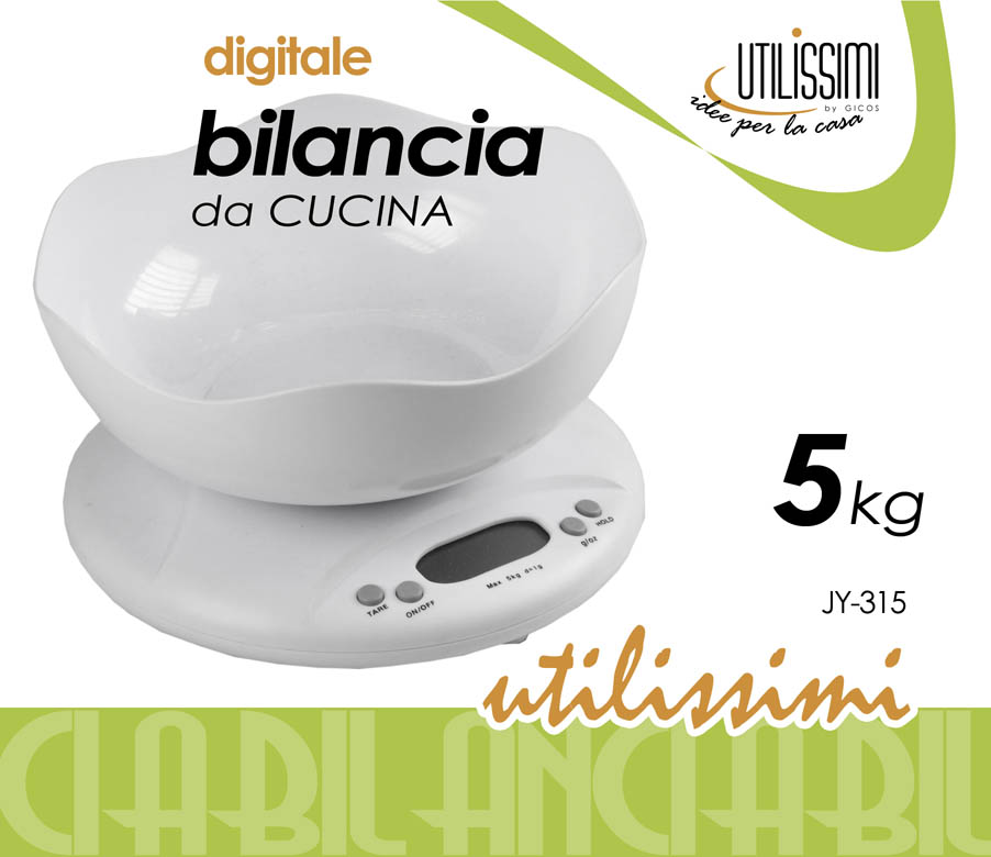 Pro/ENGINEER - JY-KITHEN-GB02 Bilancia cucina digitale bianca pasticceria precisione alimenti dieta plast 5 kg - immagine 1