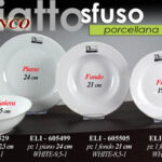 Piatto piano tondo porcellana bianco moderno elegante arredo cucina 24 cm