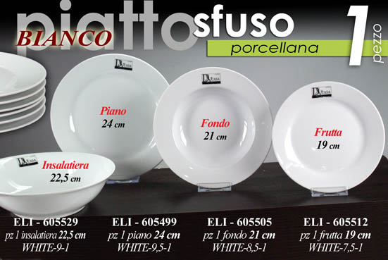 8025569605499 Piatto piano tondo porcellana bianco moderno elegante arredo cucina 24 cm - immagine 1