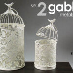 2 GABBIE UCCELLI METALLO BIANCO VINTAGE Elegante RETRò Matrimoni DECO 41/29 CM