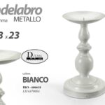 CANDELABRO CANDERIERE 1 FIAMMA PORTA CANDELA METALLO BIANCO SHABBY Chic 23cm
