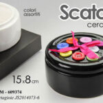 SCATOLA PORTAGIOIE CERAMICA BOTTONI CUCITO DESIGN MODERNO NERO BIANCO ASS 15*8CM