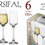 6 CALICE FLUTE Spumante Champagne CALICI BICCHIERI FESTE PARTY PARSIFAL 230 ML