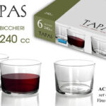SET 6 BICCHIERI DA TAVOLA VINO ROSSO BIANCO ACQUA BICCHIERE BASSO TAPAS 240CC