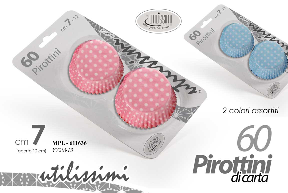 8025569611636 60 PIROTTINE DOLCI MUFFIN Cupcakes Biscotti PASTICCERIA CARTA MATT POIS 7-12 CM - immagine 1