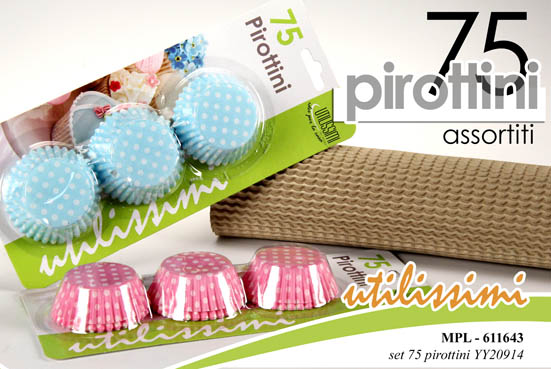 8025569611643 75 PIROTTINI CARTA FORNO MUFFIN CUPCAKE DOLCI PASTICCERIA POIS COLOR 5/9CM - immagine 1