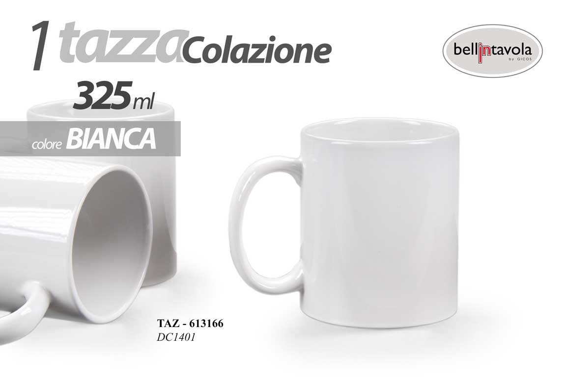 8025569613166 Tazza mug colazione latte te the tisane ceramica bianco moderno elegante 325 ml - immagine 1