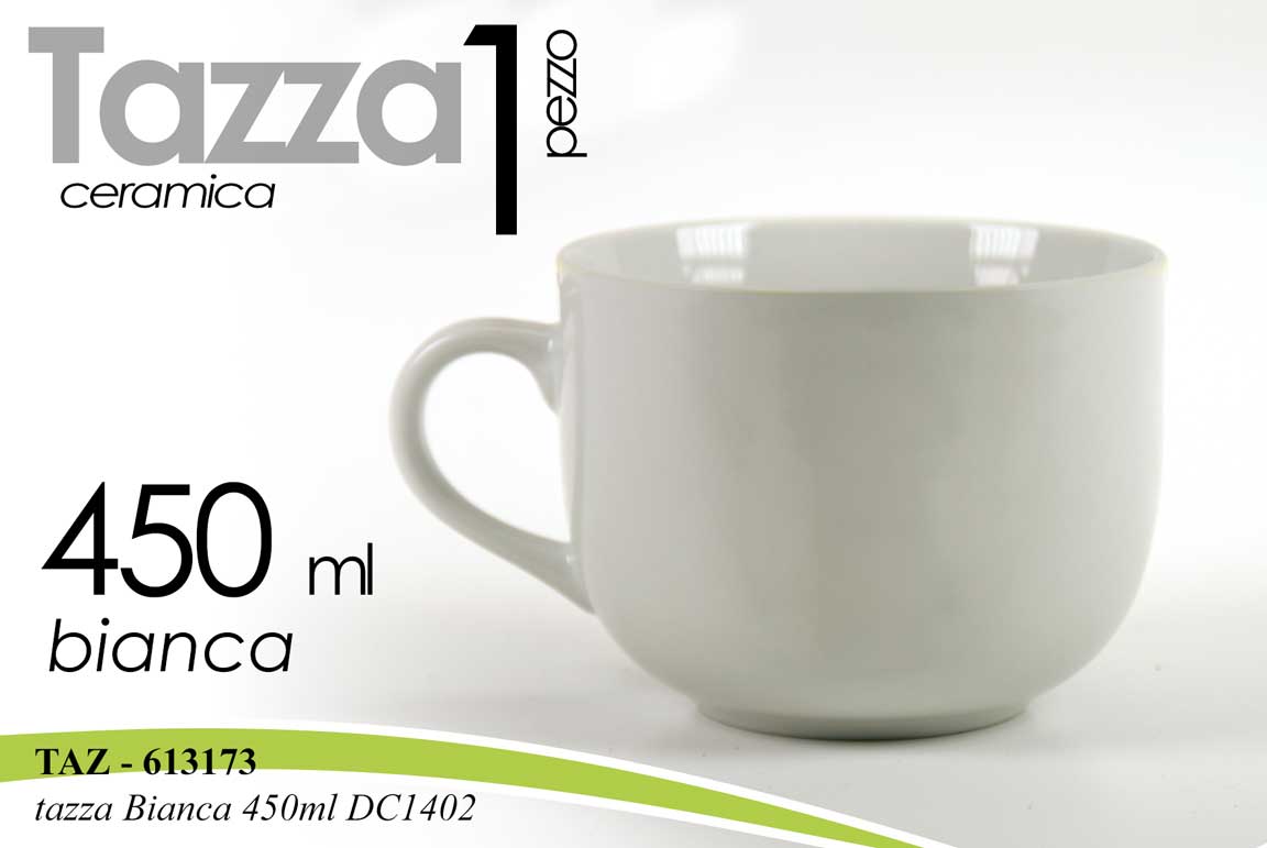 8025569613173 Tazza jumbo tazzone colazione latte cereali ceramica bianco moderno 450 ml - immagine 1