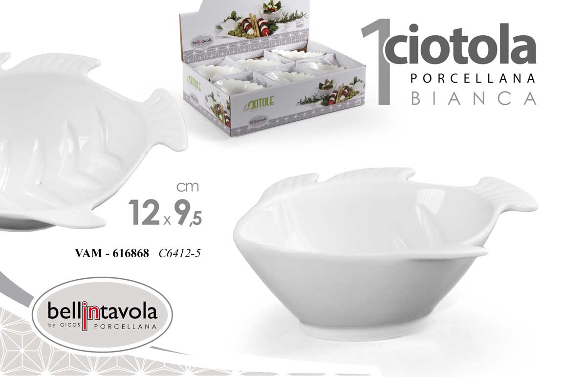 8025569613838 Ciotola pesce aperitivo finger food porcellana bianco moderno buffet 12x9,5 cm - immagine 1
