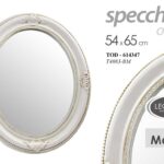 SPECCHIO DA PARETE OVALE DECO SPECCHIERA CORNICE LEGNO CLASSICO MODERNO 54*64 cm